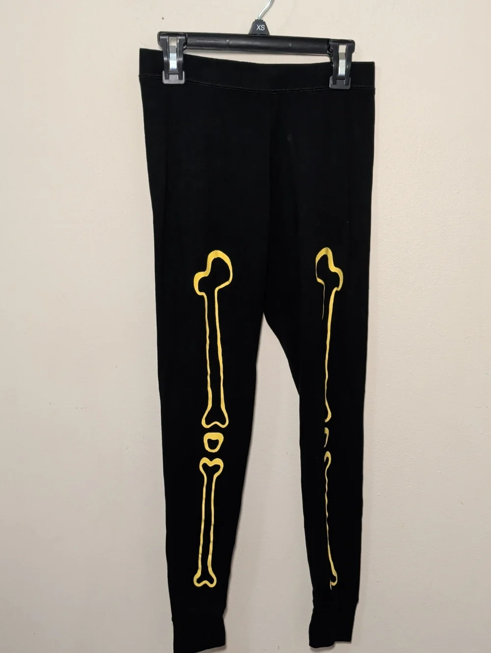 Gap Kids Glow in the Dark Skeleton Pajama Set Black Yellow Halloween Size 14